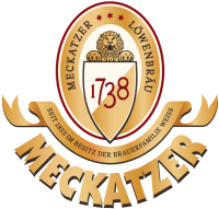 Goldenes Logo mit einem Löwen der Brauerei Meckatzer