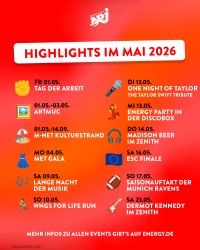 Collage auf der verschiedene Termine im Mai in München zu finden sind.