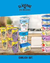 Grafik mit verschiedenen Produkten der Gläsernen Molkerei