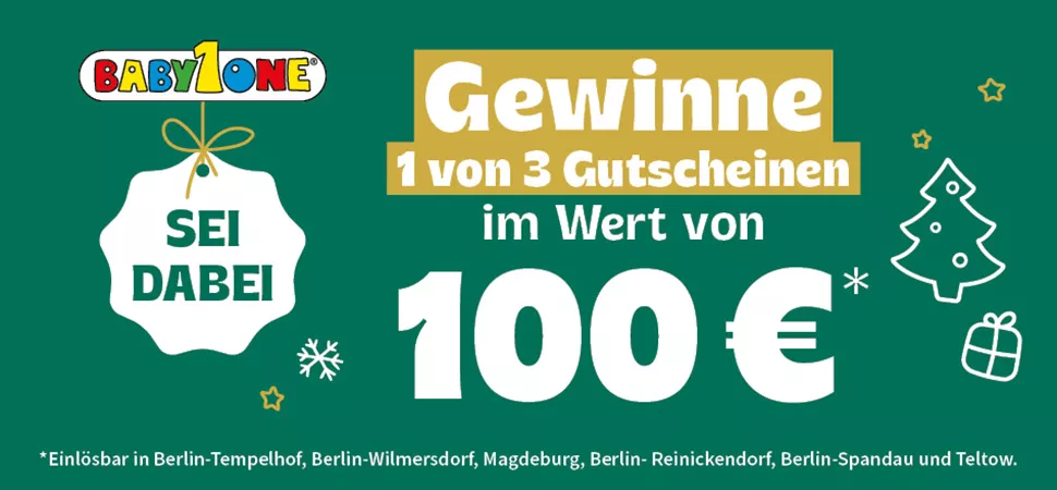 Gewinne 1 von 3 Gutscheinen im Wert von 100 € von BabyOne