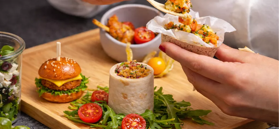 Close Up von verschiedenem Fingerfood 