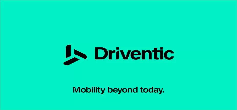 Logo der Firma Driventic - schwarzer Schriftzug auf türkisen Hintergrund