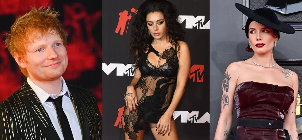 Ed Sheeran - Charli XCX - Halsey Collage v.l.n.r.: Ed sheeran, Charli XCX, Halsey