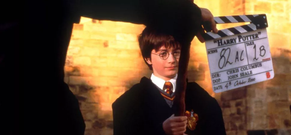 Daniel Radcliffe bei den Dreharbeiten zu "Harry Potter", 2001