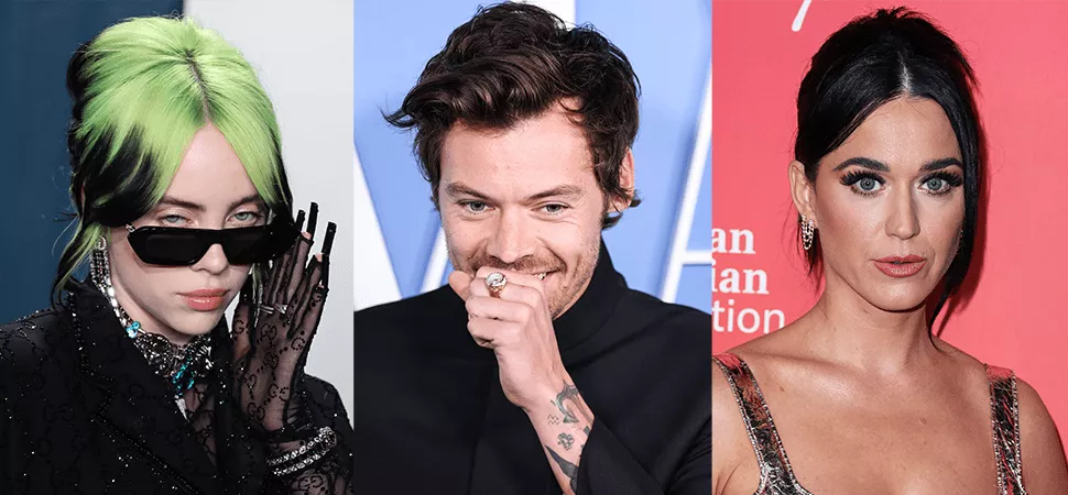 Billie Eilish, Harry Styles, Katy Perry