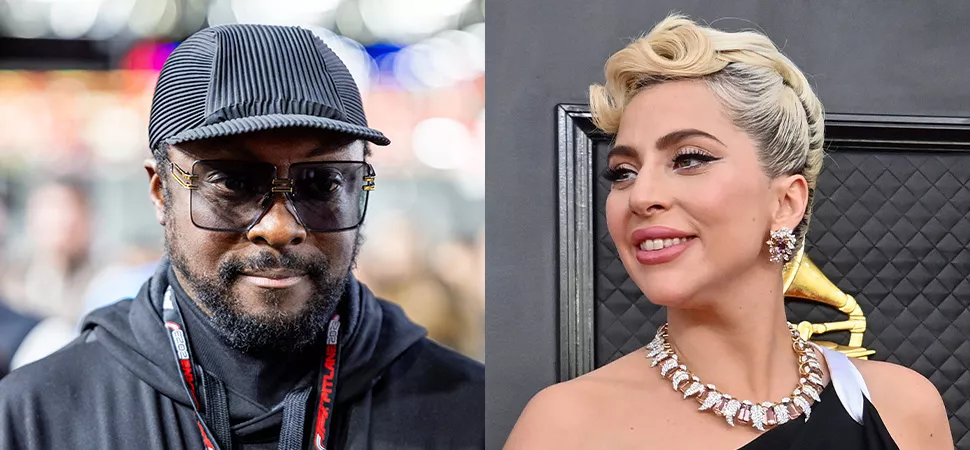 will.i.am & Lady Gaga Links ein Foto von will.i.am. und rechts ein Foto von Lady Gaga
