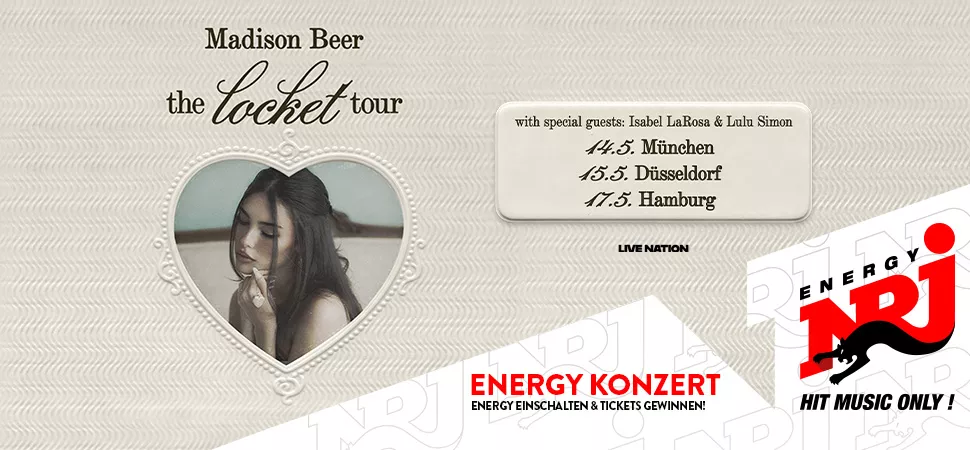 Madison Beer The Locket Tour 2026 Wird Pr Sentiert Von ENERGY RADIO Nat Madison Beer Konzert Website 970x450px K 18514 .webp