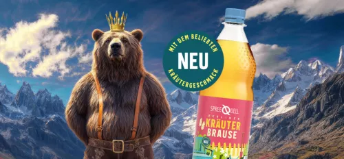 Werbeplakat der neuen Kräuterbrause von Spreequell
