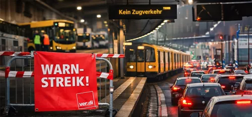 Busse, U-Bahn und Autos.