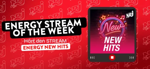 Grafik mit Text, die den ENERGY New Hits Stream bewirbt
