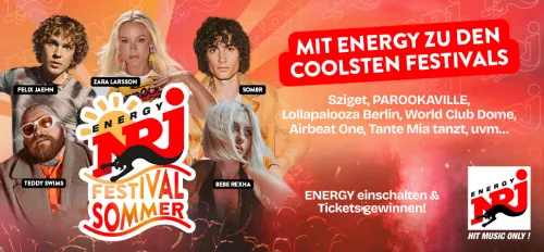 Das ENERGY Festivalsommer Logo mit Stars.