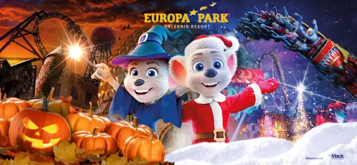 Ed und Edda Euromaus verkleidet als Hexe und Weihnachtsmann