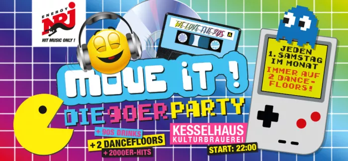 Move iT! Die 90er Party im Kesselhaus in der Kulturbrauerei.