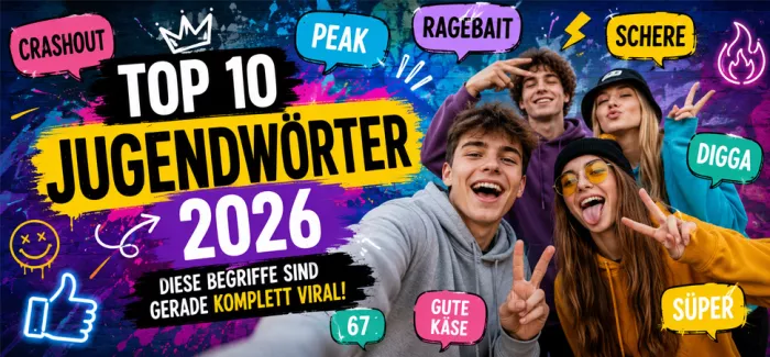 Jugendliche mit Peace-Zeichen und die Wörter
