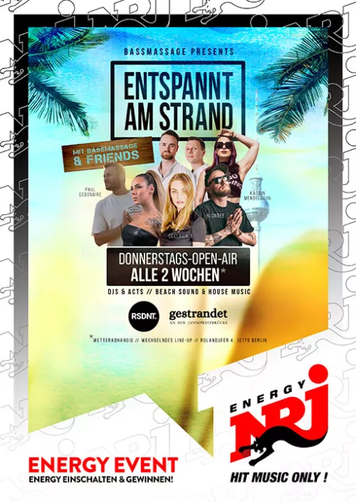 Grafik mit Palmen und Djs