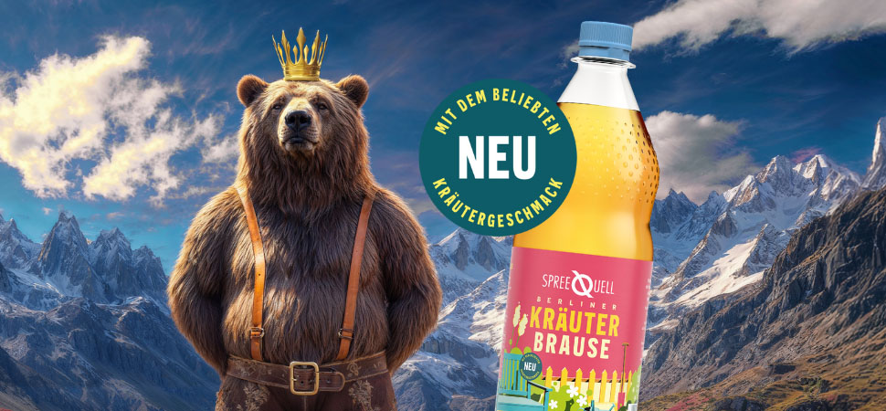 Werbeplakat der neuen Kräuterbrause von Spreequell