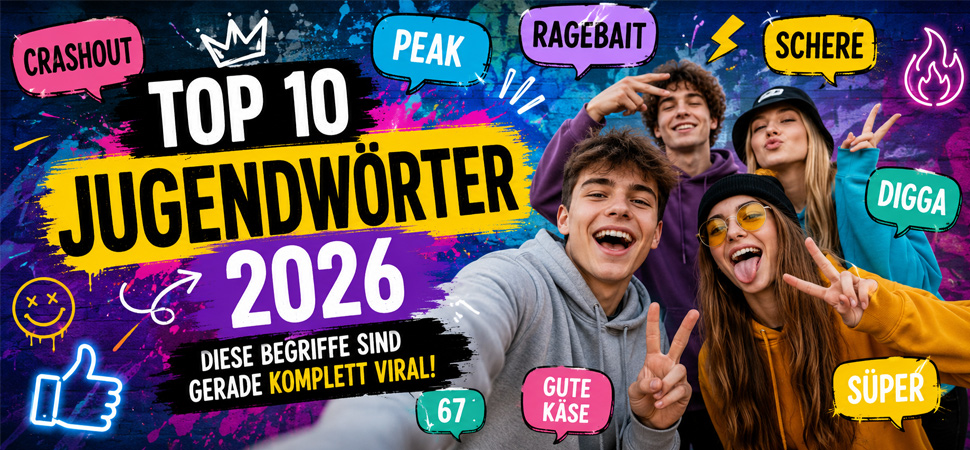 Jugendliche mit Peace-Zeichen und die Wörter